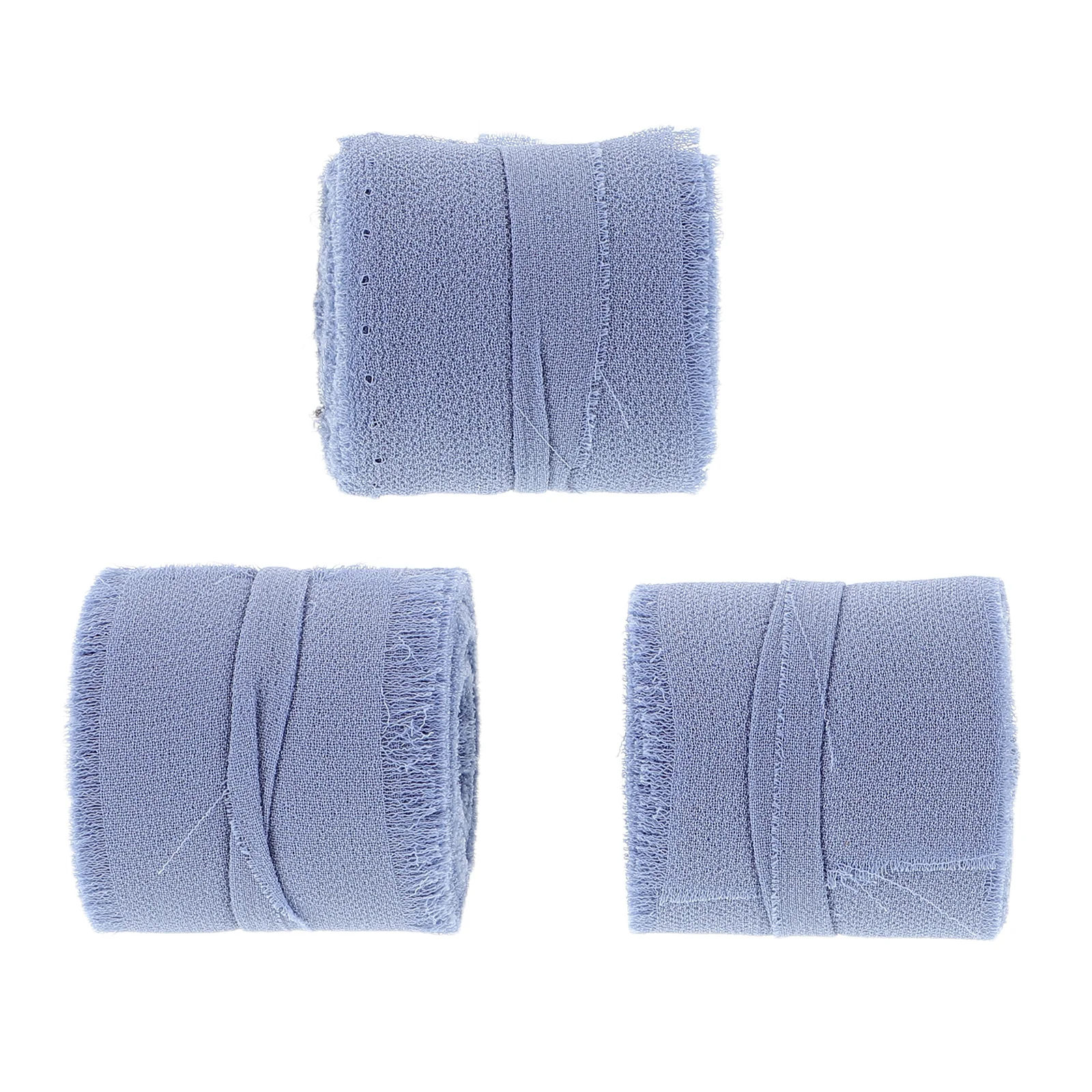 

3 Rolls Blue Fringe Chiffon Ribbon for Wedding Decorations Gift Wrapping Bride Bouquet Party Supplies Extra Wide Roll