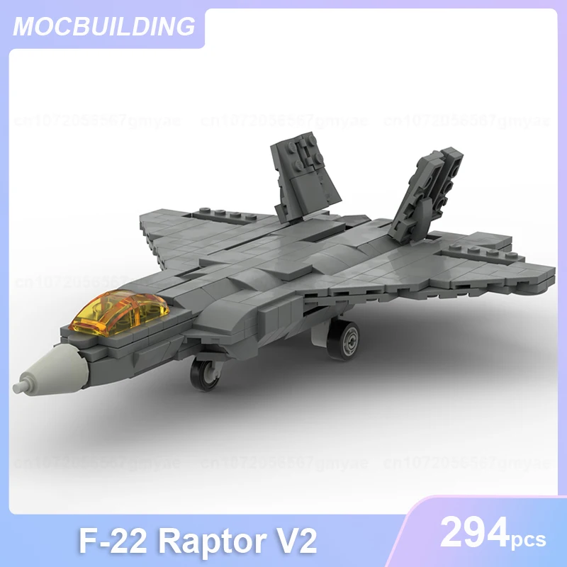 

Lockheed Martin F-22 Raptor V2 Model MOC Building Blocks DIY Assemble Bricks City Airport Educational Creative Toys Gifts 294PCS