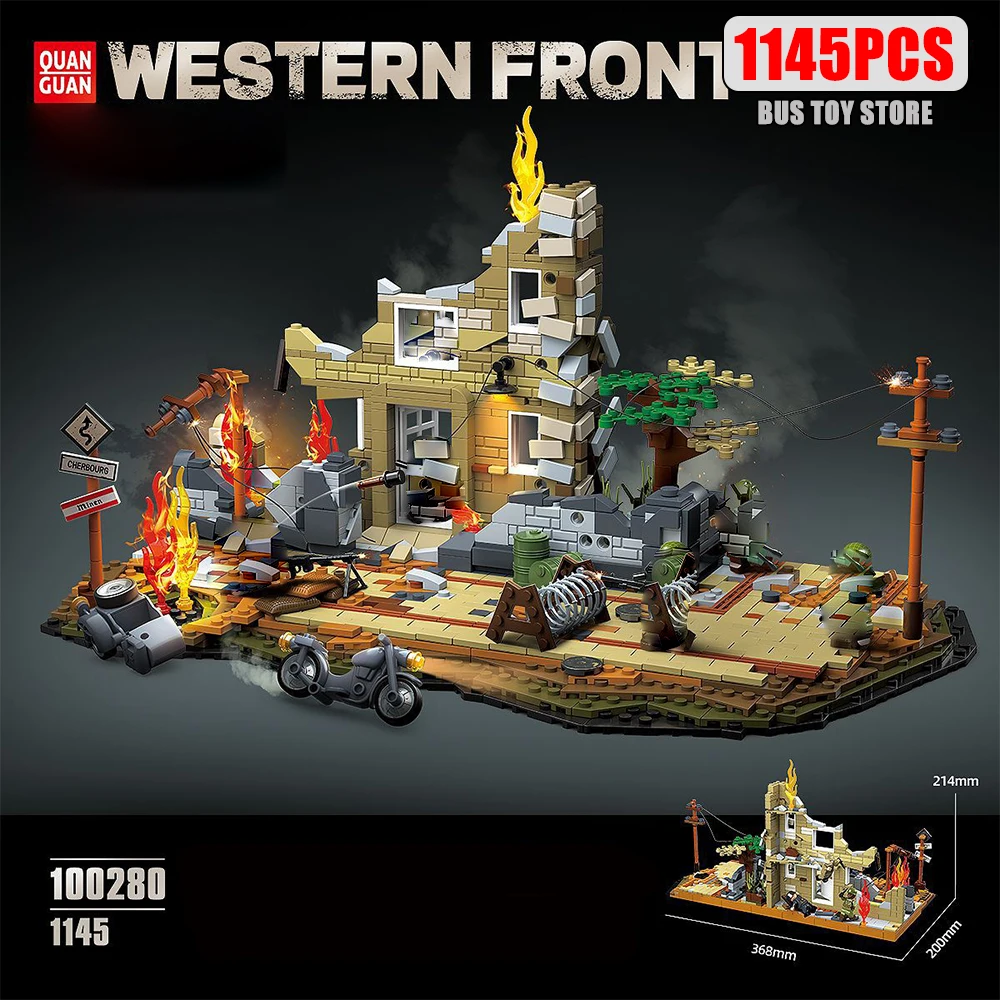 

With Box Battle of Western Front Cities Building Bricks MOC Military Weapons Big Scene Battlefield Model Blocks Toy Gift Kids