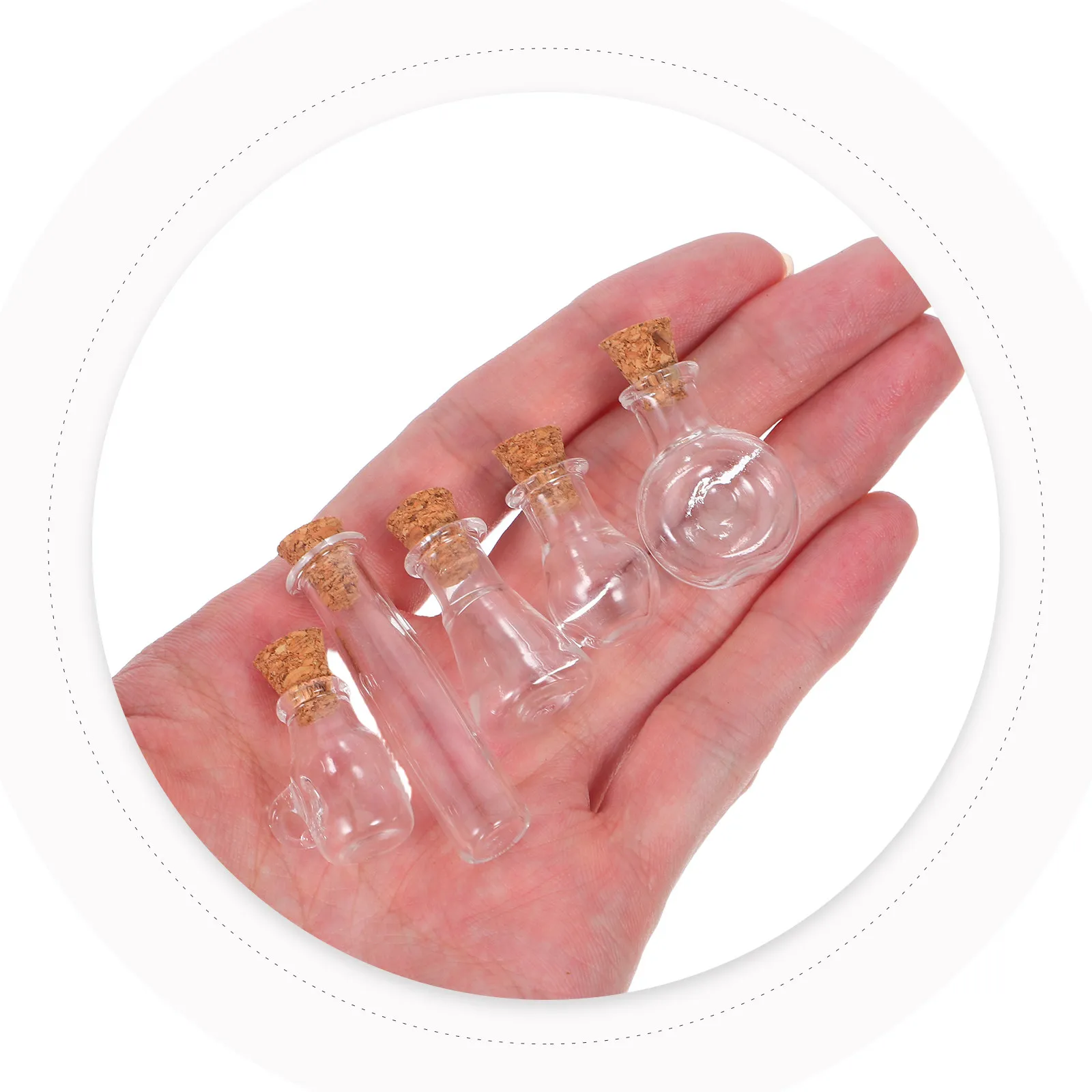 20 Pcs Glass Wishing Kit Mini Cork Little Jars with Lids Transparent