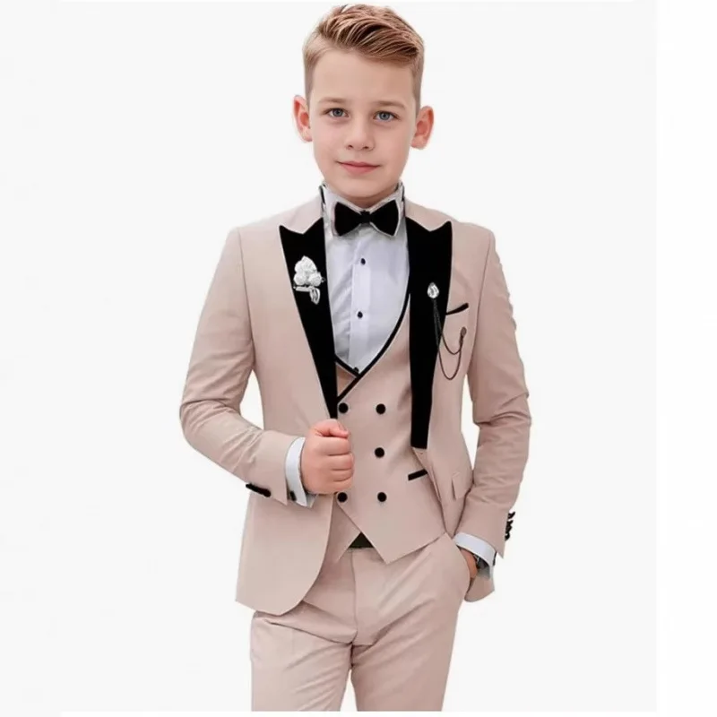 3 Piece Set 2-16 Custom Sizes Clothes Child Blazer Kids Suits Boys Wedding Tuxedo Formal Jacket Vest Pant