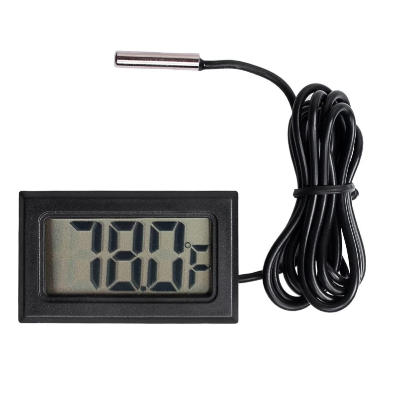 Digital Thermometer Wired for Car Greenhouse Indicator Indoor Room Freezer Refrigerator Aquarium with 1M Waterproof NTC Probe