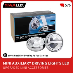 YIAALUX New Black and Chrome Housing LED Rally Driving Lights on Front Bumper Grille For BMW MINI
