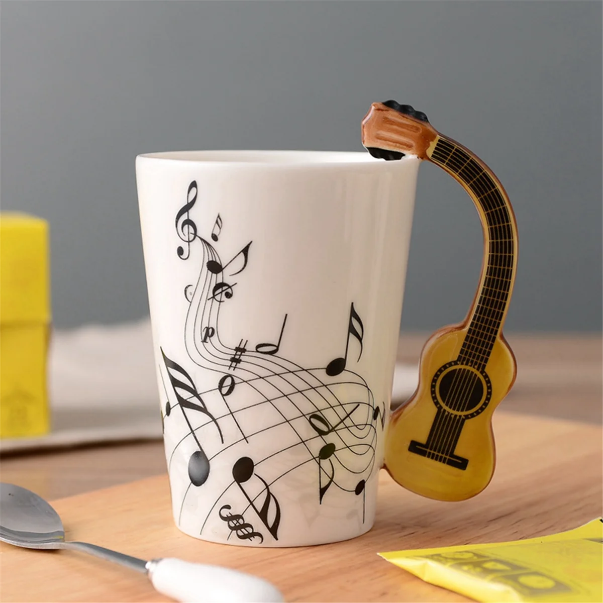 240Ml,Creative Music Ceramic Mug Cute Coffee Tea Milk Stave Mugs and Cups with Handle Novelty Gifts,Piano