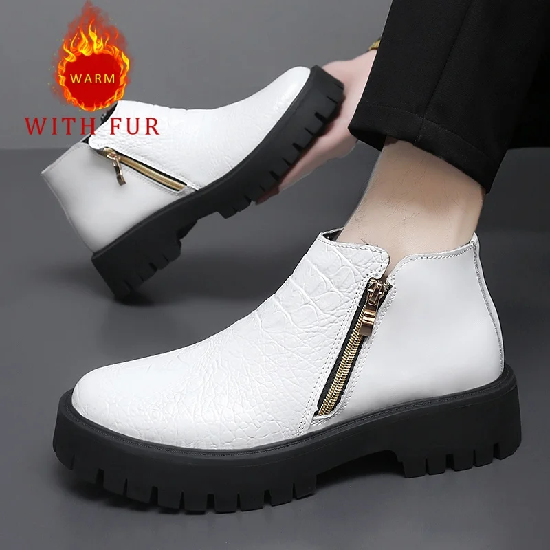 

Мужские осенне-зимние ботинки, дизайн, минималистичный стиль, рабочая офисная деловая обувь, хит продаж, большие размеры, черный, белый цвет, уличная обувь