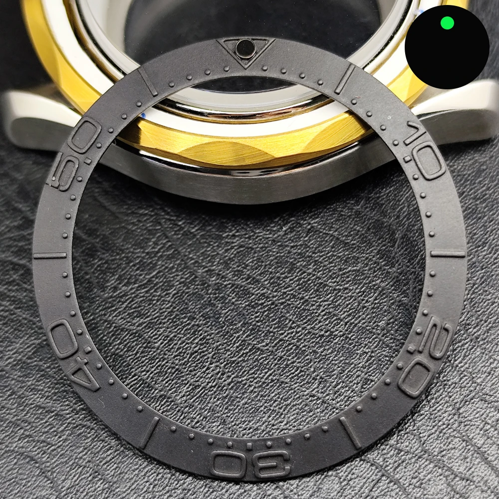Hot Sale 38mm Tilt bezel 38mm*30.6mm Sloped Ceramic Watch Bezel green Luminous GMT Watch Replacement Ring Watch Mod Accessories