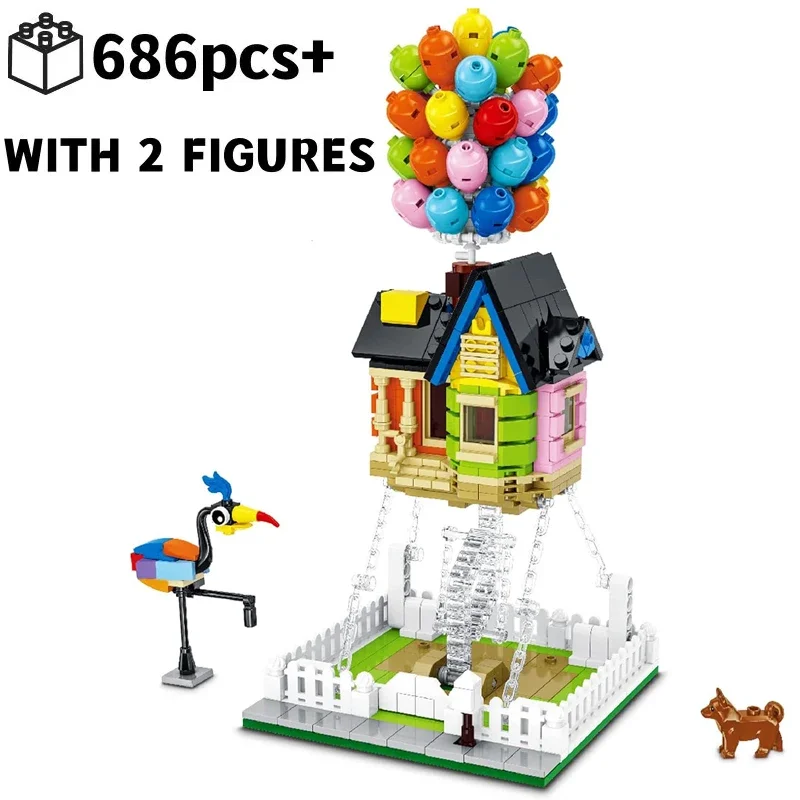 

Disney Film City Flying House Worldwide Building Blocks Bricks 43217 Creative Cartoon Street Scene Villa Model Assembly Toy Gift