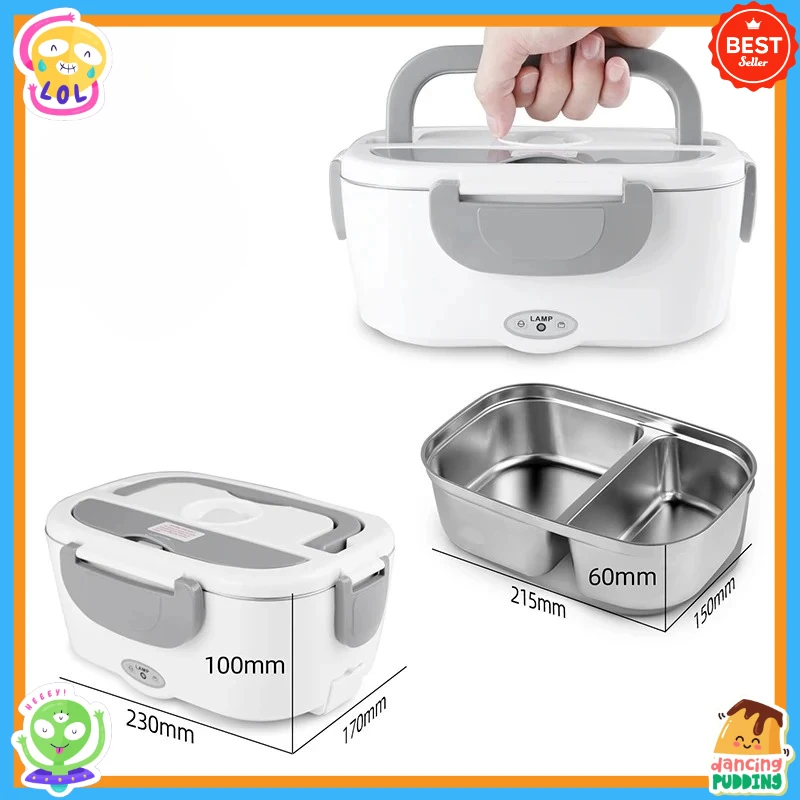 

Stainless steel safe 220V electric lunch box food heating container, portable insulated lunch heater