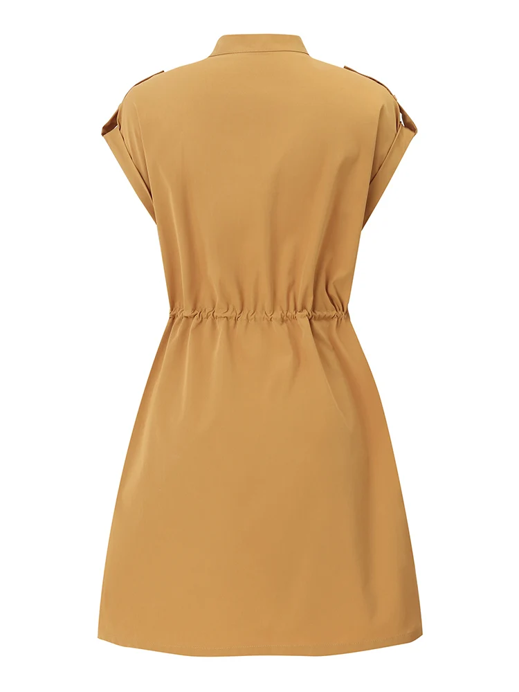 ZANZEA Fashion Summer Cargo Dress Women Elegant Short Sleeve Buttons Party Sundress Korean Stylish Solid Knee-length Vestidos