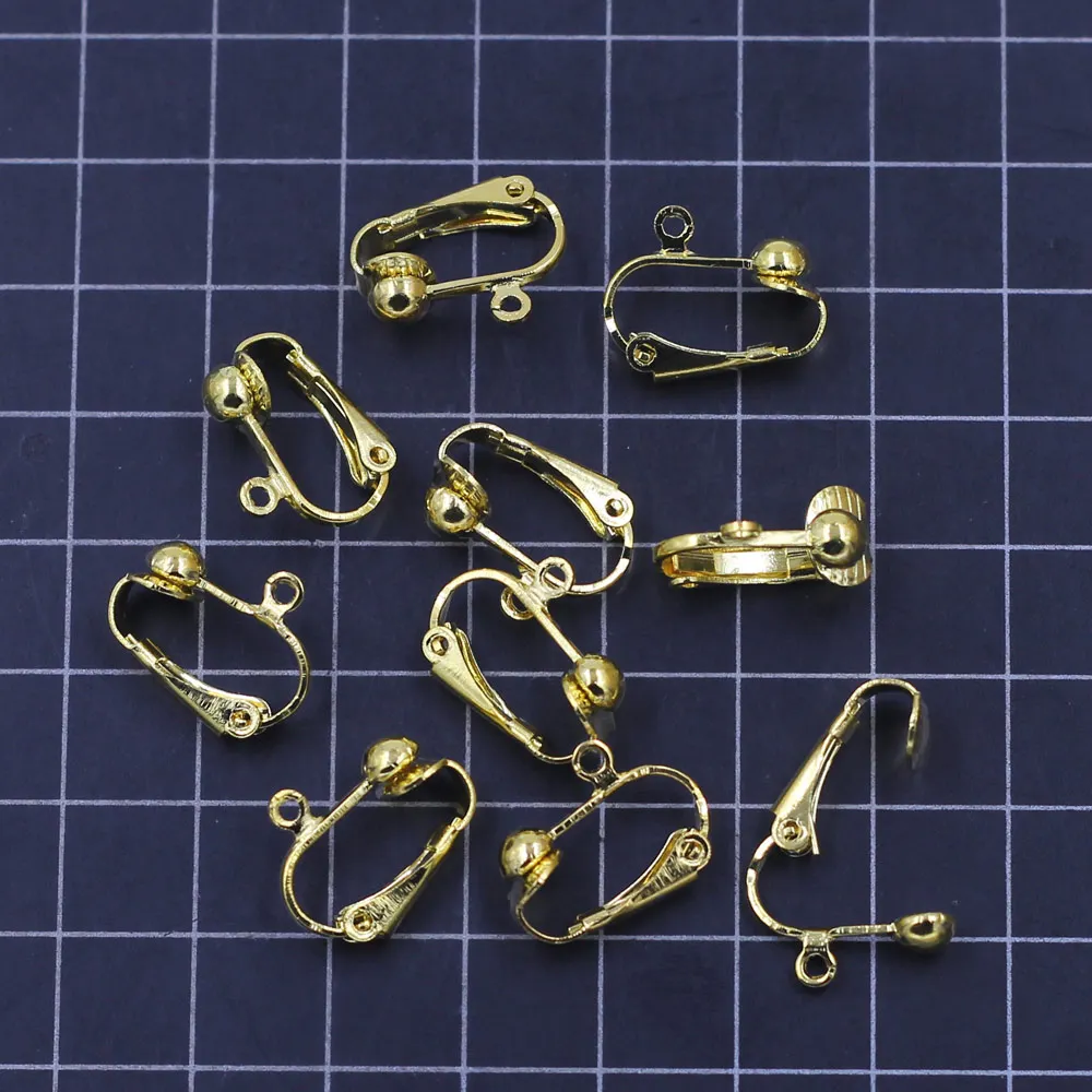 100Pcs Earring Clips Fashion Jewelry Making Findings Gold Plated Copper 17x14mm