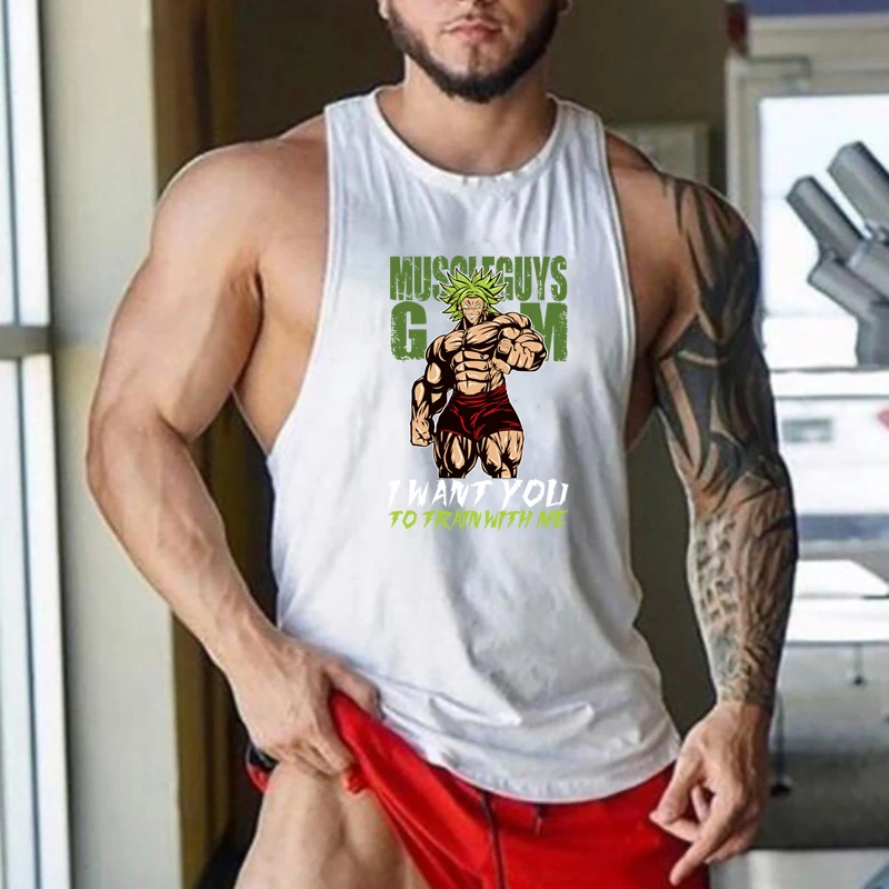 Durable Cotton Running Fitness Vests Mens Muscle Gym Bodybuilding Sleeveless Workouts Tanks T-Shirts Jogging Summer Stringer Top