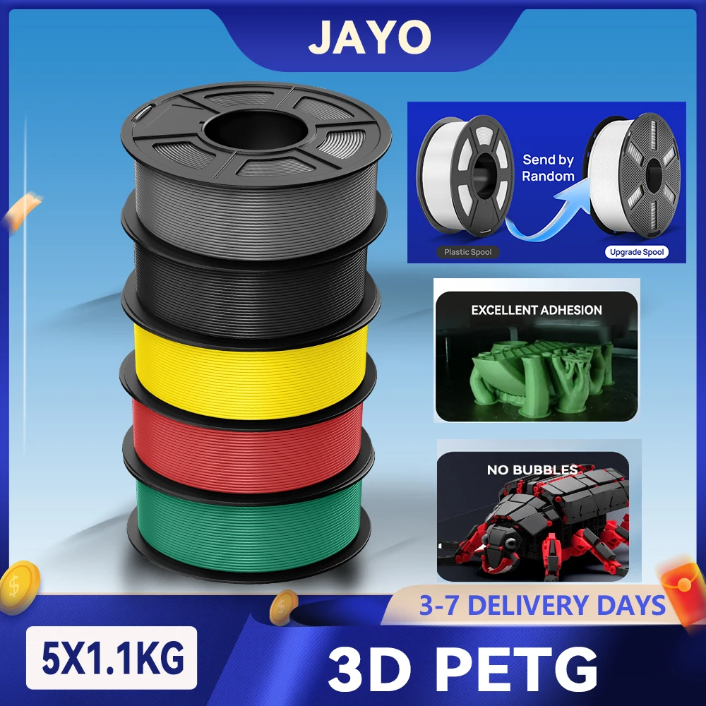 

JAYO 5.5KG 3D PETG Printer Filament 1.75mm 100% No Bubble non-toxic 3D Printing Materials PETG for 99% 3D FDM Printer & 3D Pen