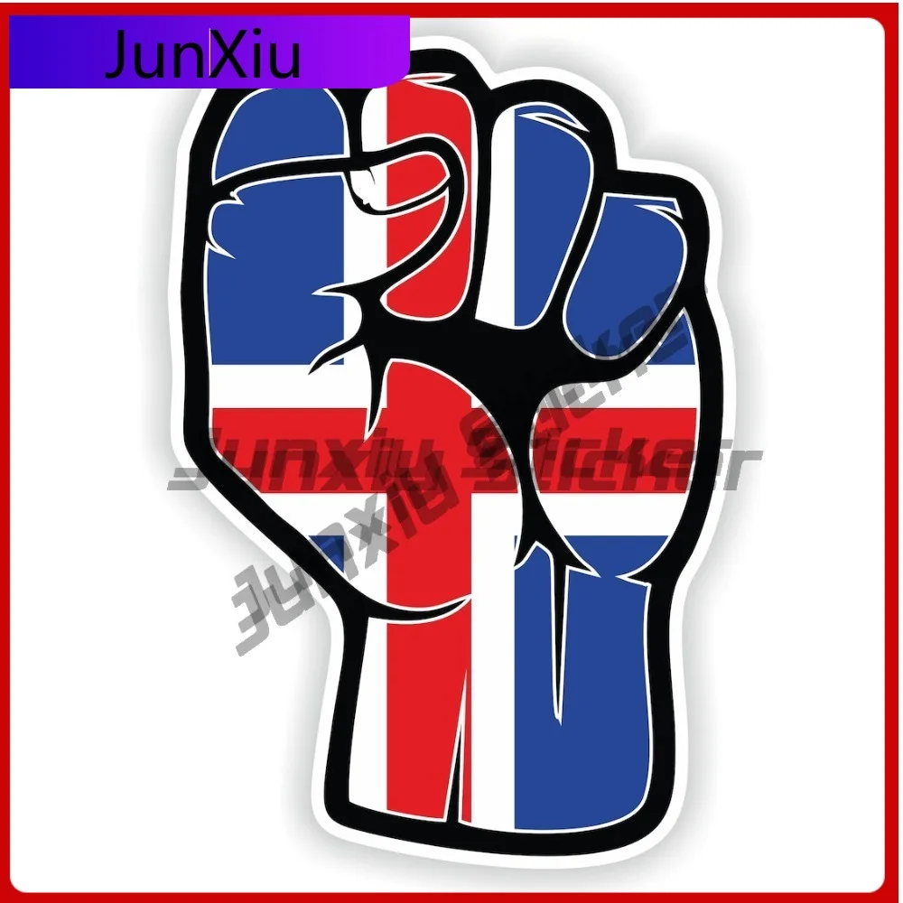 

Iceland Flag Fist Hand Sige Vinyl Sticker Anti Scratch Decor Graphic Funny Car Decoration Stickers Outside Custom Printed Decals