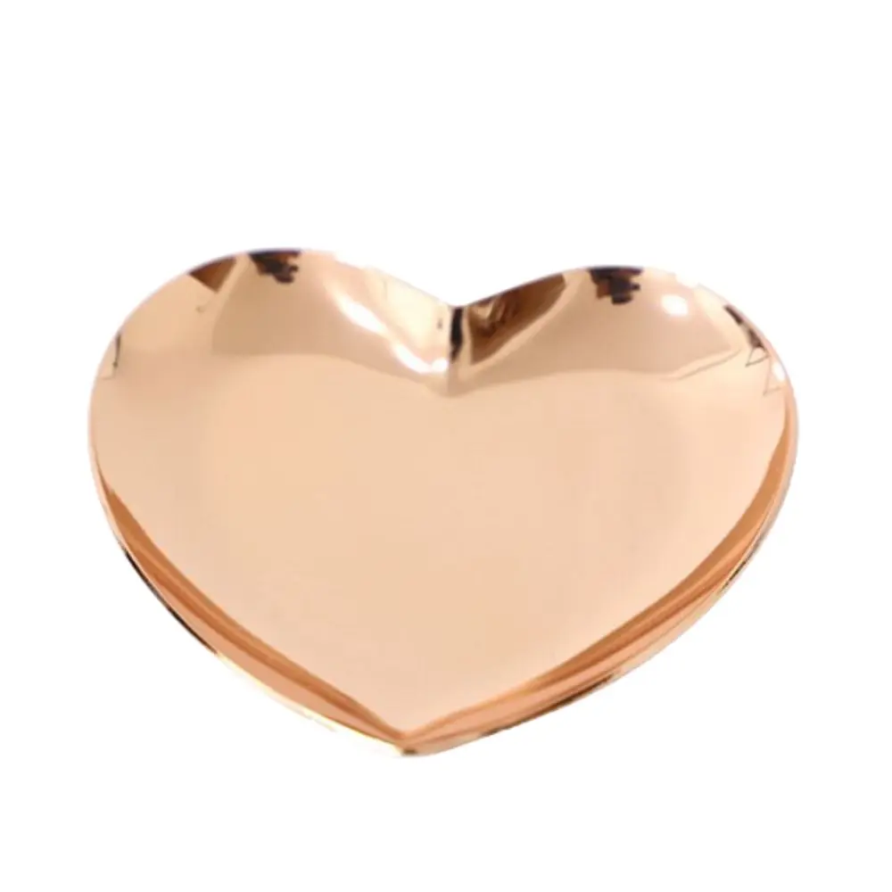 

Durable Heart-shaped Jewelry Storage Tray Golden Ins Jewelry Tray Electroplate Multifunction Jewelry Display Tray Gift