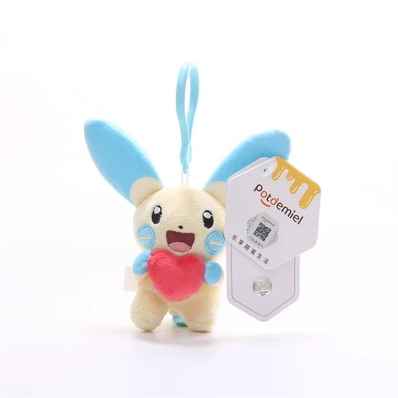 LLavero de juguete de peluche Kawaii de Pokemon Plusle Minun Love Series, llavero colgante para mochila, muñeco, regalos de cumpleaños para chico