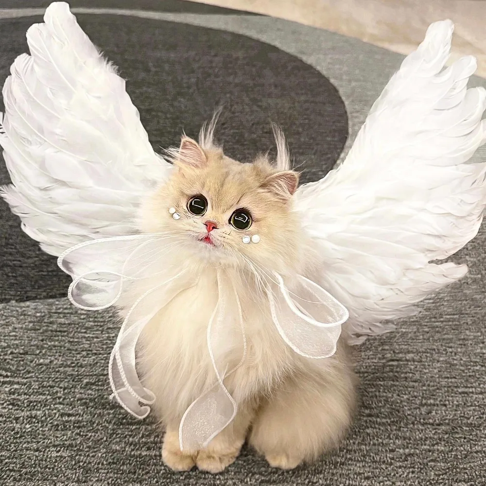 Pet Cat Wing Accessories,Simulated Feather Wings For Photographing- Cosplay,Pet Party Costume Soft Feather Design,Gifts For Cat