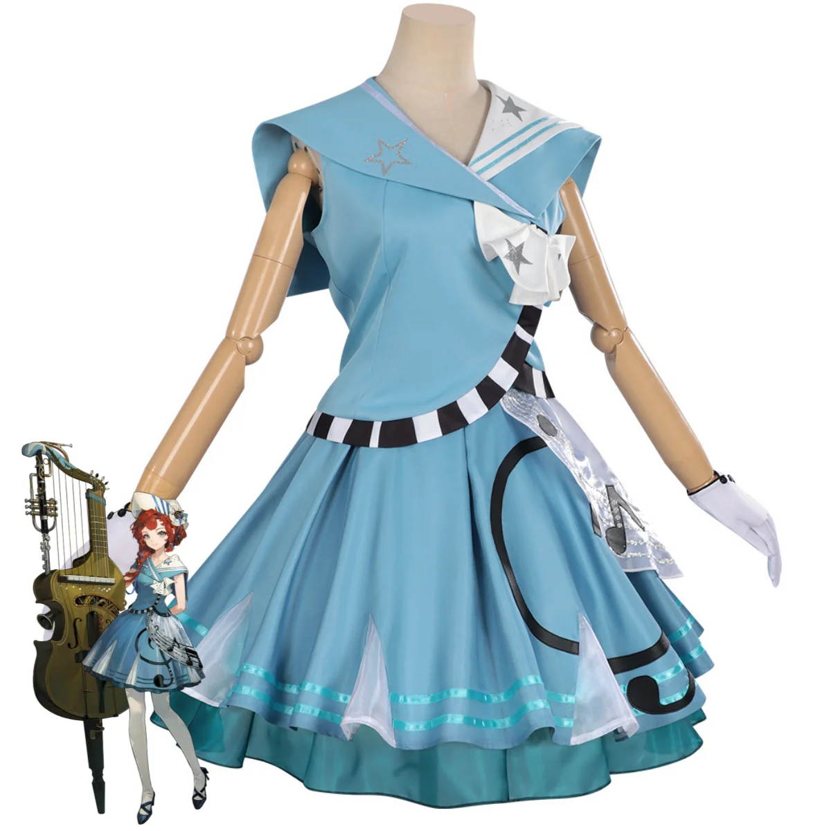 Music Master Blue Evening Dress Princess Dress Hat Woman Sexy Cute Carnival Suit 2026Game Reverse:1999 Barcarola Cosplay Costume view 3