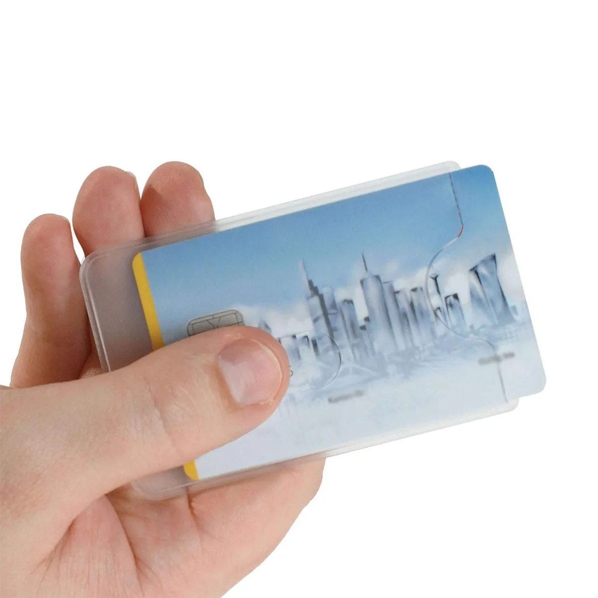 

12Pcs Low-Profile Transparent Plastic Id Card Protector Cover Fits Standard Credit Cards Ideal for Bus Bank Id Meal