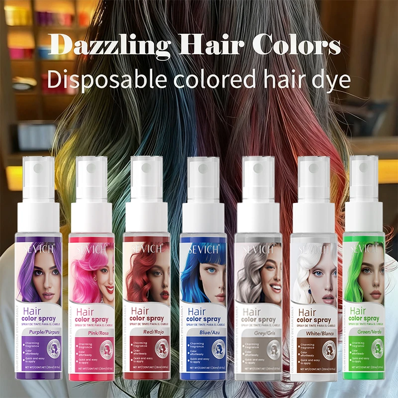 2025 Haarfarbspray Temporäre Haarfarbe Creme für Männer und Frauen ﻿ Halloween Instant Color Change Haarfärbespray, 8-farbig