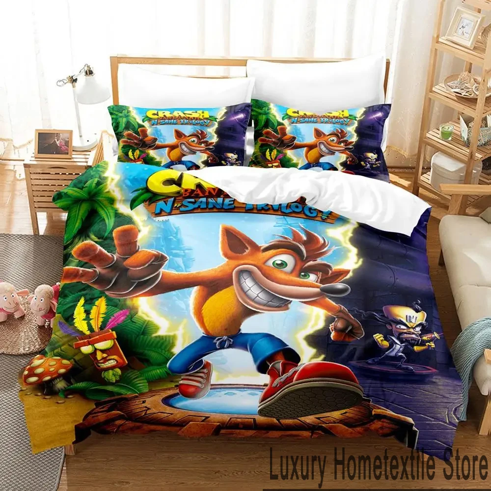 

3D Print Crash Bandicoot Game Bedding Set Boys Girls Twin Queen King Size Duvet Cover Pillowcase Bed boys Adult