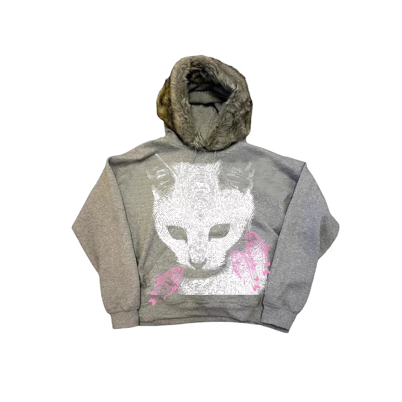 

2025 American Retro Statement Cat Printing Features Wool Hoodie Coat Y2k Style Female Autumn and Winter