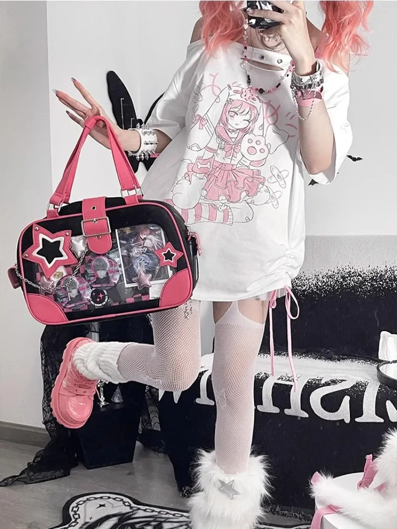 Ita Bag Kawaii Transparent Bolsos Mujer Shoulder Crossbady Star Bags Simple Zipper Bolsa All-match Popular Trendy Girls Bolsas