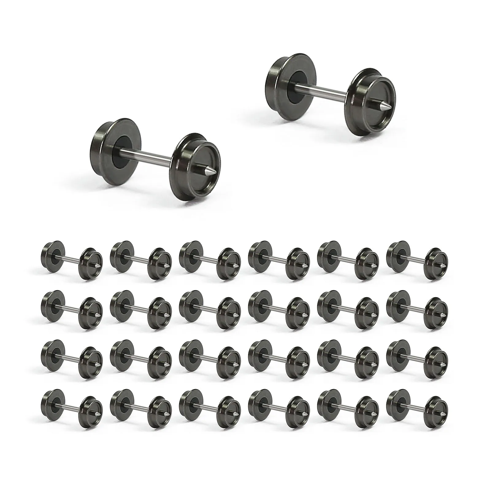 

Evemodel 12pcs/24pcs N Scale 33" Wheelsets Metal DC Wheels Metal Axle for Model Trains Trucks HP05150