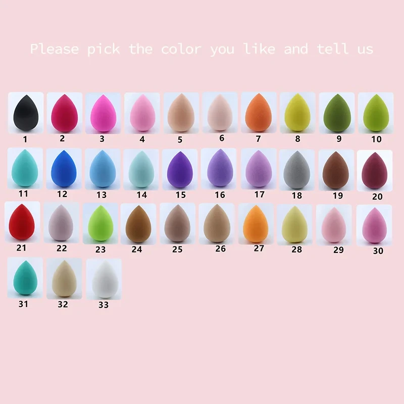 50 stuks aangepast logo blauwe kleuren cosmetische blender aanpassen spons private label latex gratis koffiekopje make-up spons blender