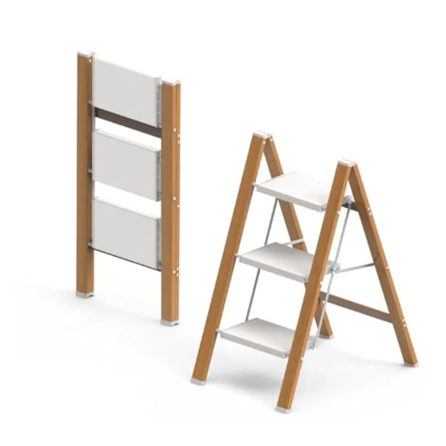

3 Step Ladder Folding Aluminum Step Stool with Anti-Slip Wide Steps for Adults Ideal for Kitchen Closet Bedroom 330 lbs Capacit