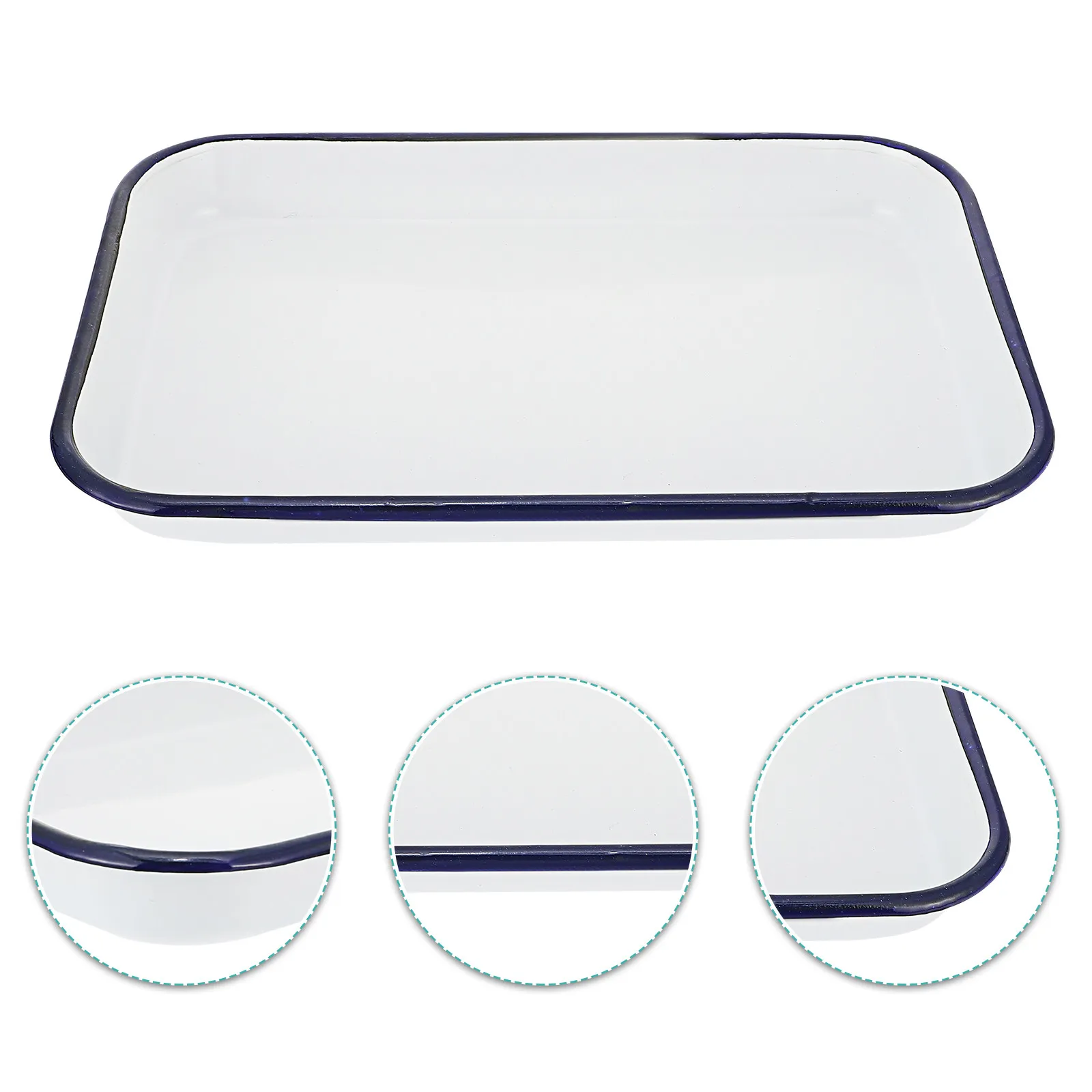 1Pcs Sterilized Enamel Laboratory Tray White Square Plate Large Capacity Storage Plate for Experimental Instruments