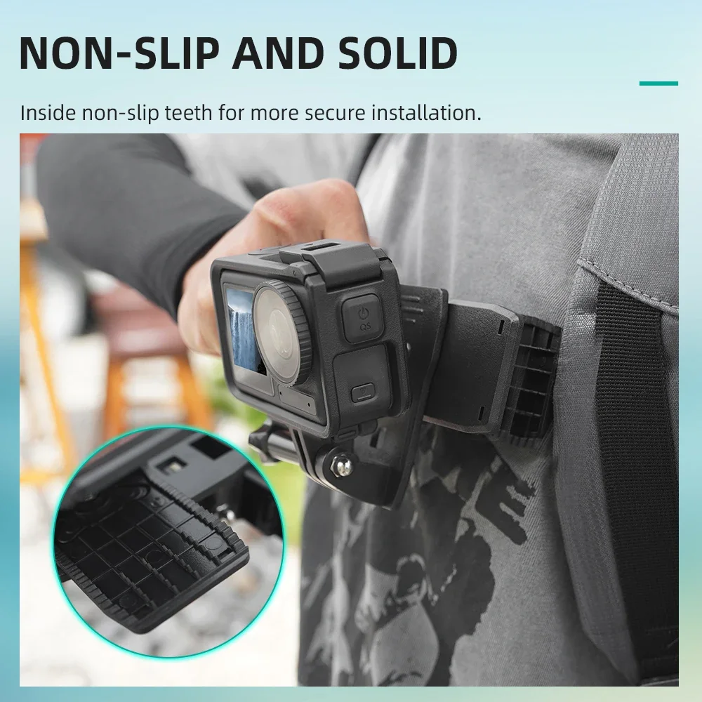 Зажим для рюкзака Flymile для спортивной камеры GoPro 13 12 11/Action 5 Pro, поворотный регулируемый ремень для рюкзака на 360 градусов, держатель-зажим