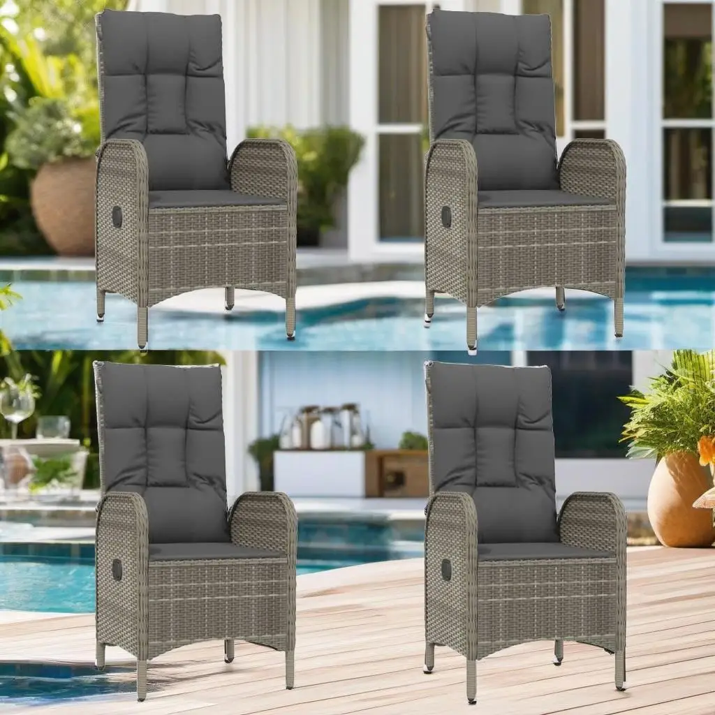 

5-Piece Gray Poly Rattan Patio Dining Set with Cushions - Stylish Outdoor Furniture