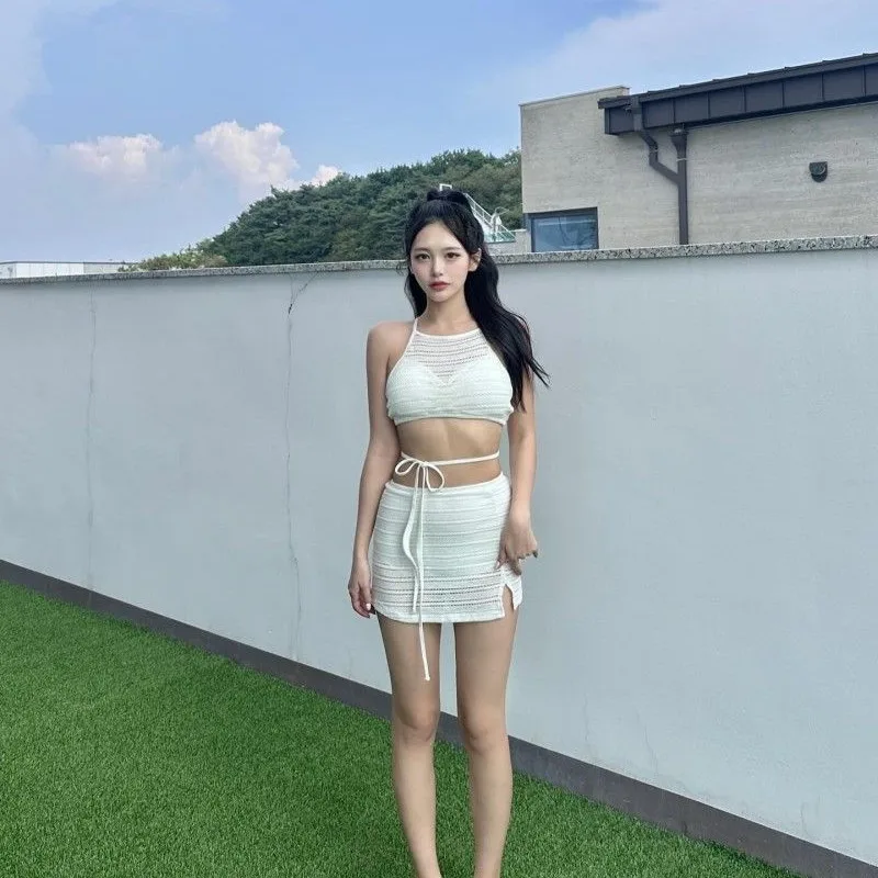 

Women's New Two-Piece Bikini Swimsuit Slimming Belly Cover Small Chest Gathered Korean Japanese Style Fashionable Poolwear