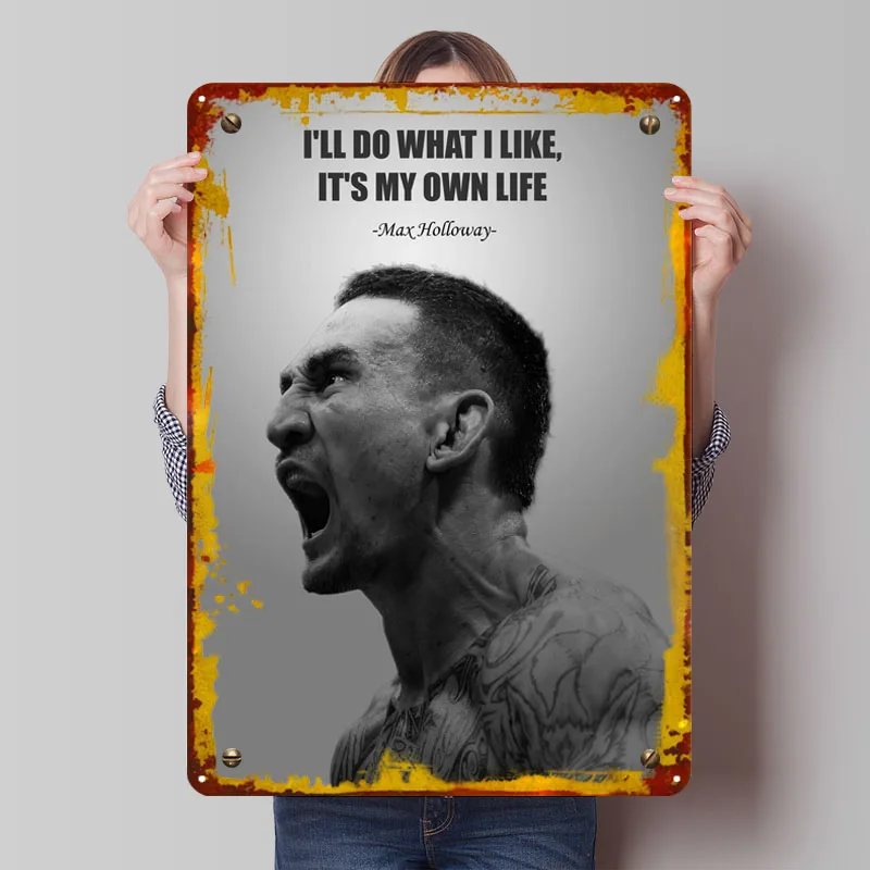 Max Holloway Tinplate Sign Sports Metal Posters Gaming Room Decoration Custom Metal Signs for Wall Art Decoration Decor Home