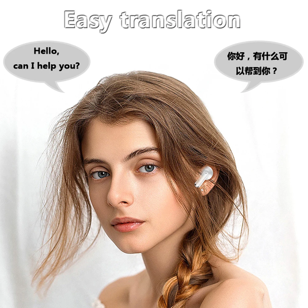 سماعات أذن ترجمة لغة TWS 144 لغة دقة 99% سماعة ترجمة صوتية سماعات أذن للترجمة عبر البلوتوث للسفر