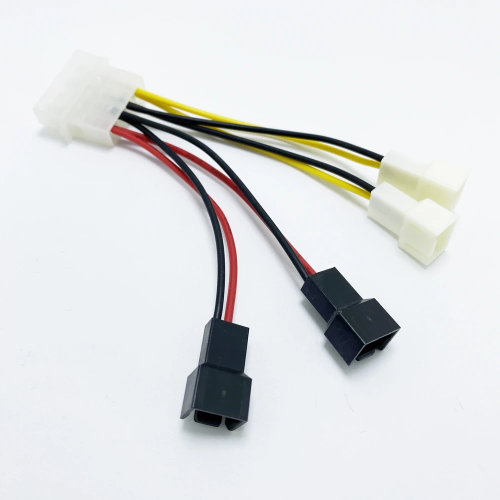 IDE Molex-ventilador de refrigeración de 4 pines a carcasa, Cable convertidor de adaptador de corriente de salida multiventilador TX3 de 3 pines con reducción de velocidad, 2x5V/2x12V