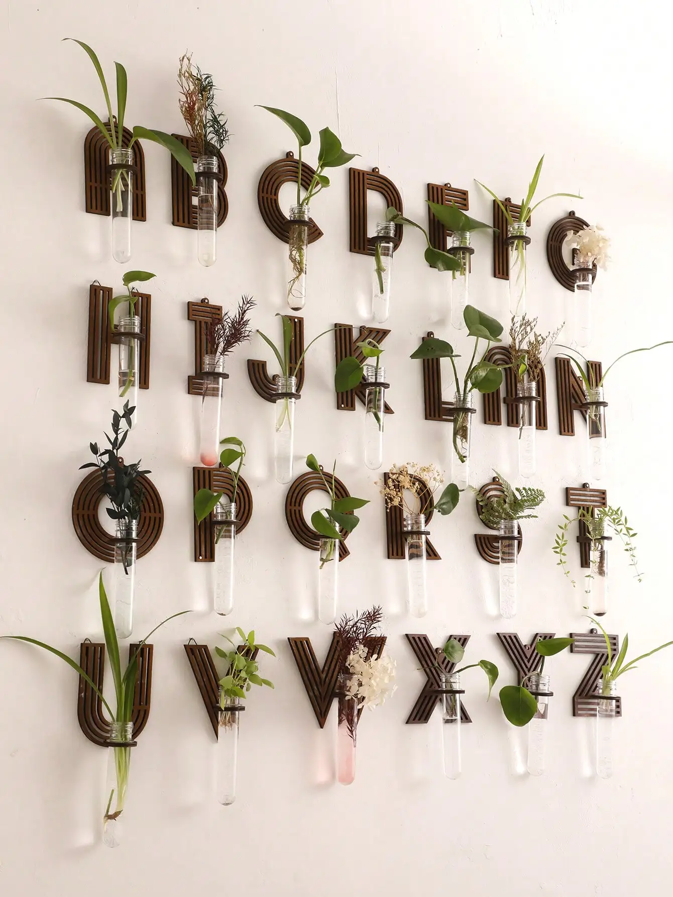 A-Z Alphabet Plant Propagation Stations ，With Wooden Stand，26styles DIY Plant Propagation Tubes， Plant Lover Hydroponics Decor