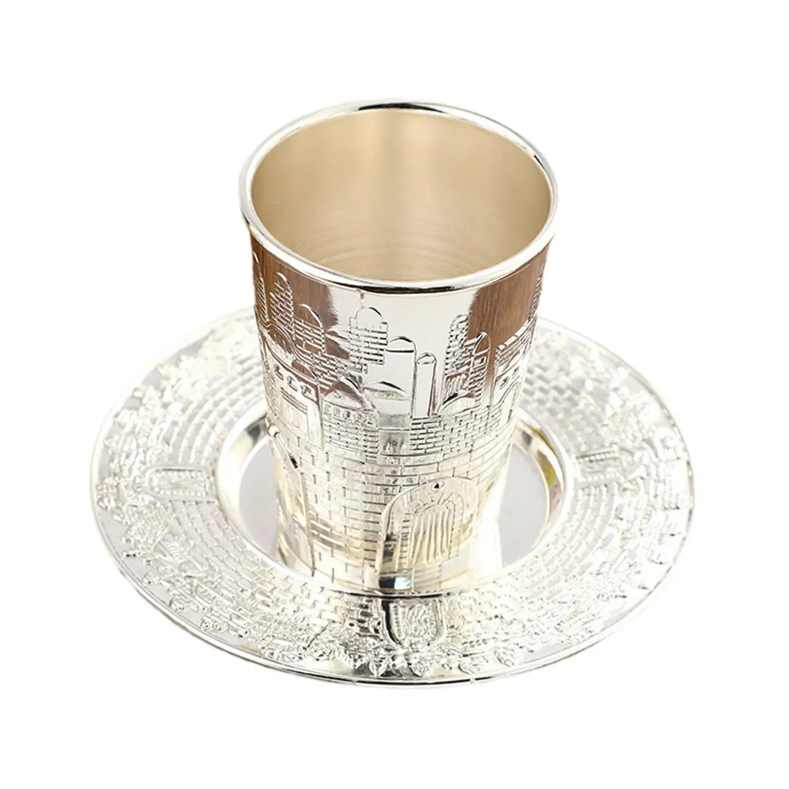 

Coffee Mug with Saucer Decor Kiddush Cup for Jewish Rituals Hanukkah Shabbat