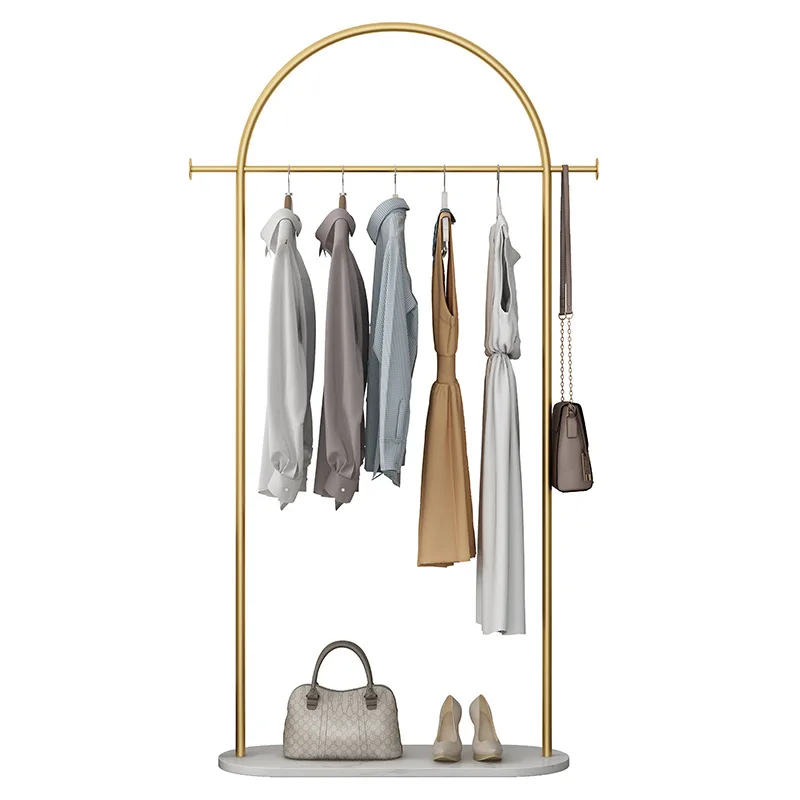 

Hanging hanger floor-to-ceiling bedroom household marble hanging clothes rack light luxury