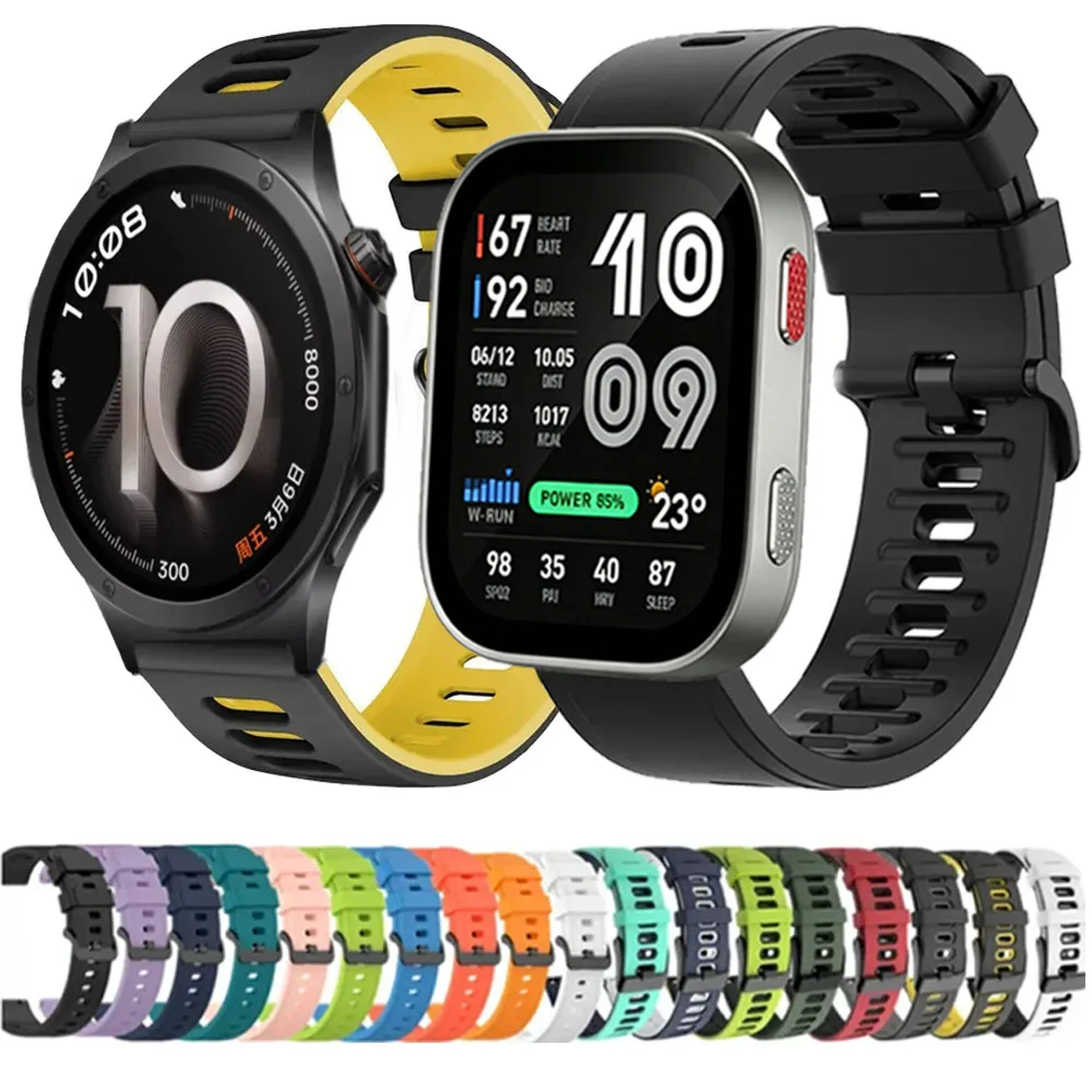 22mm 20mm Weiches Silikonarmband für OPPO Watch X3 X2 S/Oneplus Watch 4 Lite 3 Atmungsaktives Armband für Amazfit Bip Max-6