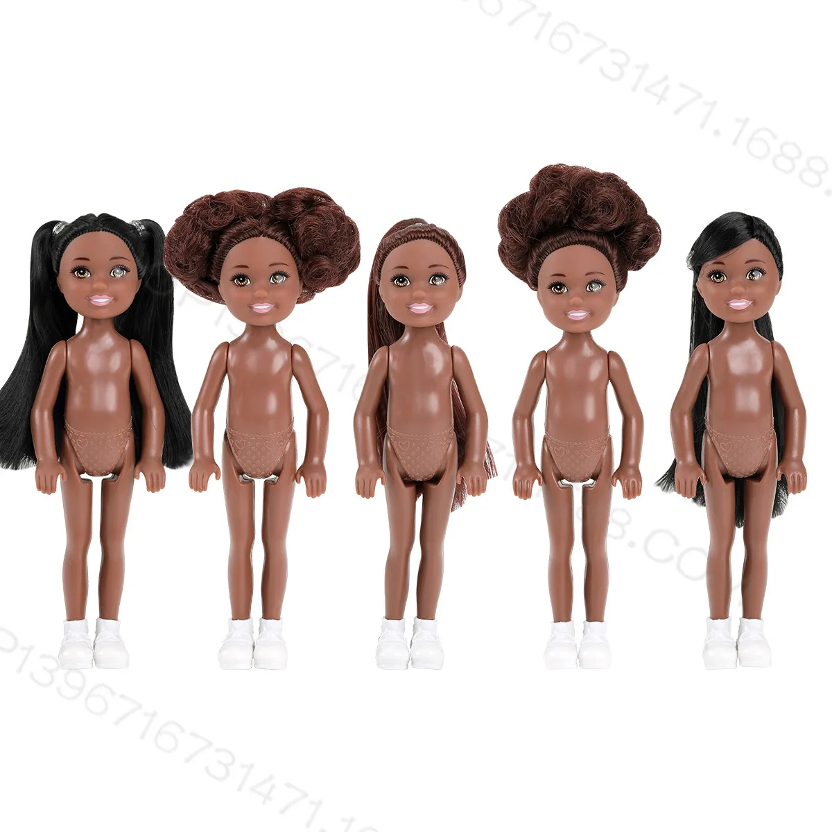 12Cm 5-Inch Kleine Jongen Donkere Gewone Huid Naakt Lichaam Mini Kelly Zwarte Mannelijke Pop Reborn Bjd 1/12 Speelgoed Voor Meisjes Blond Zwart Haar