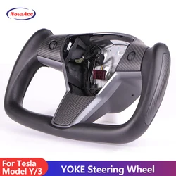 Yoke Steering Wheel Heating for Tesla Model 3 Y 2017-2023 Carbon Fiber Decorative Cover Leather Alcantara Car Accessories