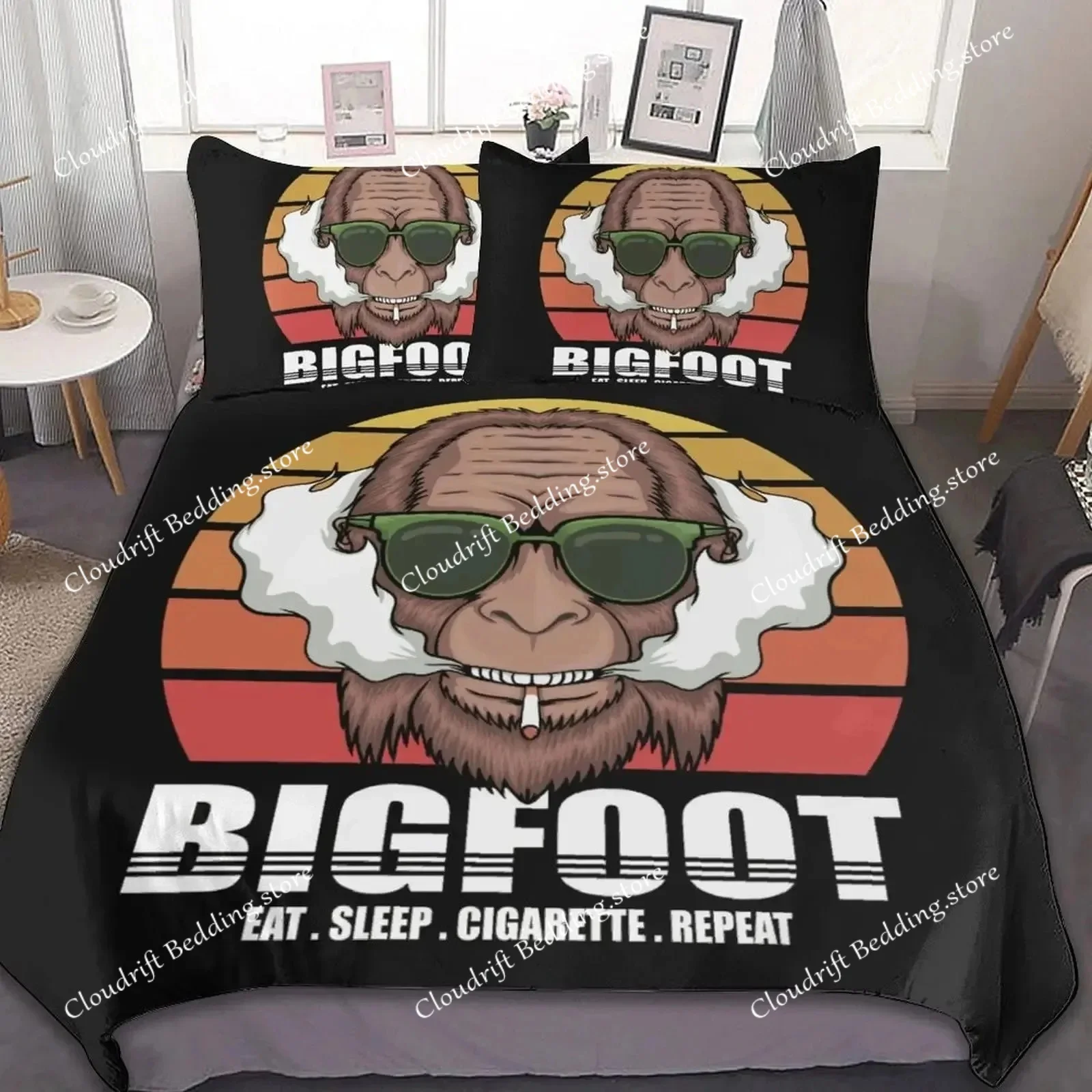 Bigfoot Sasquatch Full Moon Duvet Cover Set Full King Size Bedding Sets Comforter Cover Includes Quilt Cover＆Pillowcase