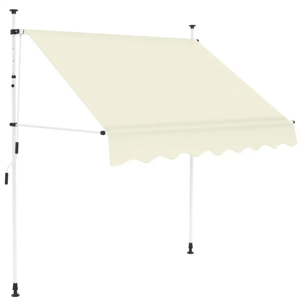 150cm Manual Retractable Cream Awning - Easy Setup & Stylish Sunshade for Outdoor Spaces