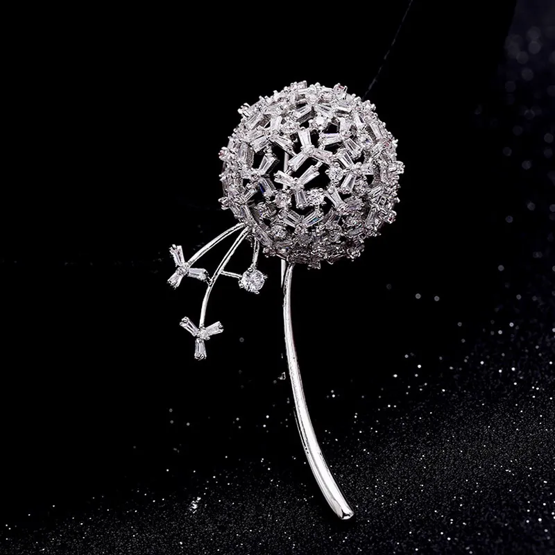 Dandelion Brooches for Women New Designer AAA Zircon Sunflower Luxury Charm Crystal Jewelry Gold Best Gift Girl Friend