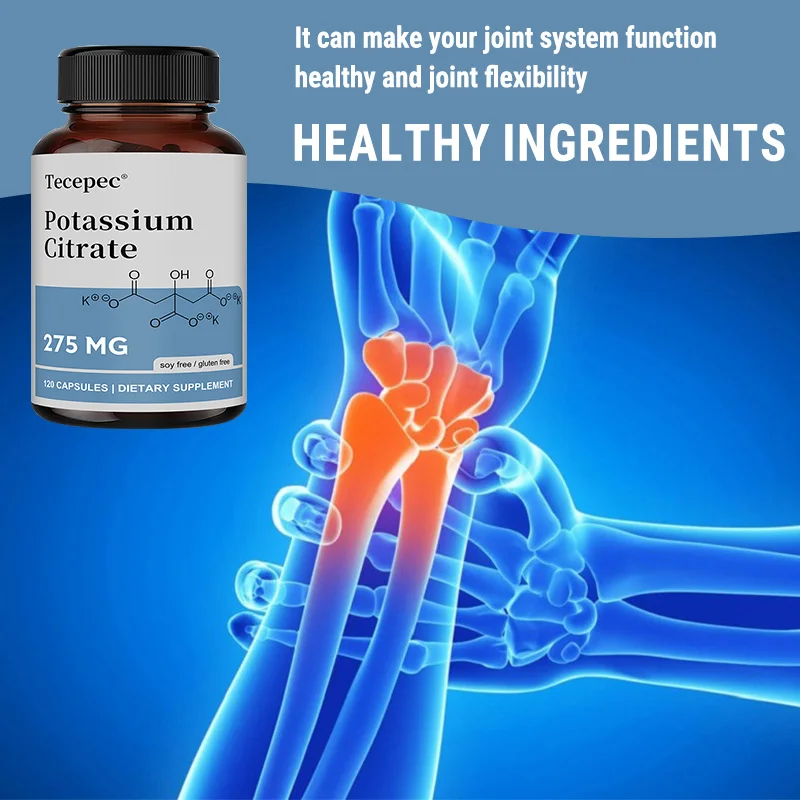 โพแทสเซียมซิเตรต 275 มก. สําหรับหัวใจและหลอดเลือด, ไต, สุขภาพเส้นประสาทที่มีแร่ธาตุที่จําเป็น