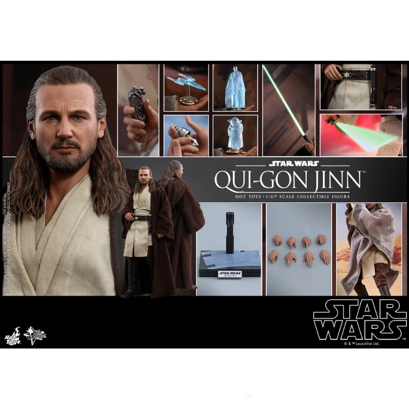 

In Stock HotToys MMS525 Star Wars Qui Gon Jinn 1/6 Soldier Doll Anime Action Figure Toy Gift Model Collection Hobbies