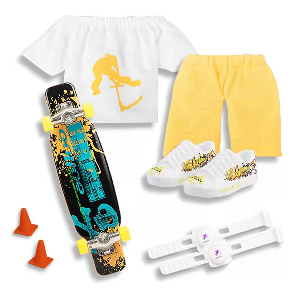 Mini Finger Skateboard Set with Pants and Shoes Multicolors Halloween Party Favor Kids Birthday Gift Game Toys