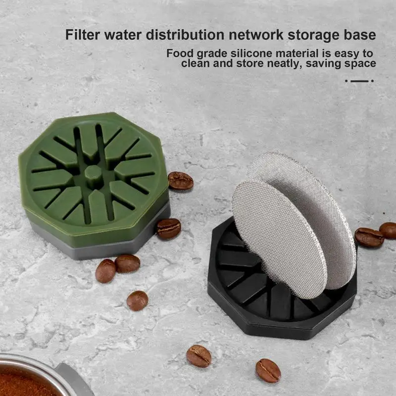 Espresso Coffee Filter Puck Screen Holder Silicone Filter Water Distribution Network Storage Base For 51/53/58mm Coffee Filters