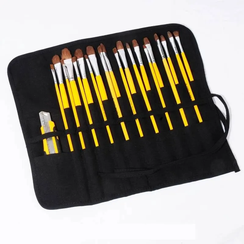 Painting Brushes Canvas Storage Bag, 22 Slots Watercolour and Gouache Brushes Calligraphy Brushes Storage Bag, Roll up Pen Bag